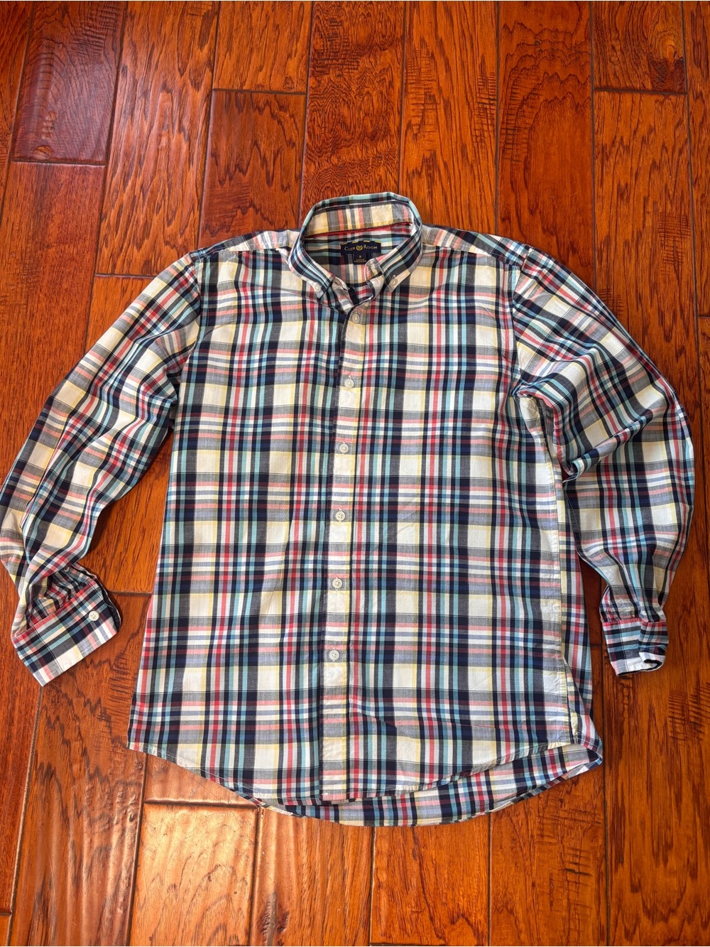 Club Room Men's Plaid Button-Down Shirt in Navy, Red, White